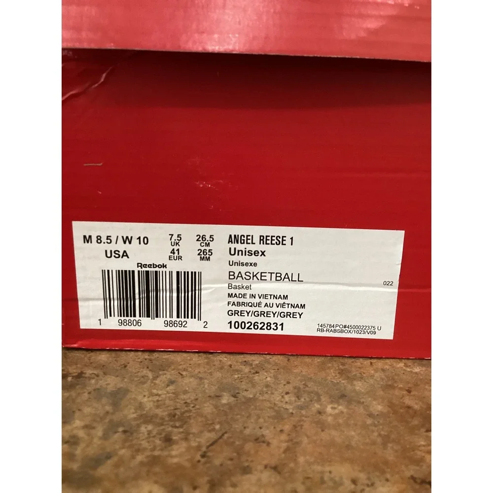 Reebok Angel Reese 1 Basketball Shoes Grey White Size Mens 8.5 Womens 10 New
